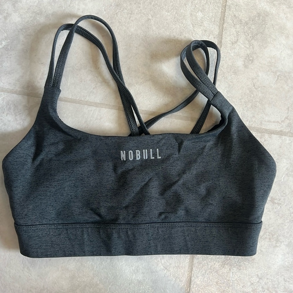 NOBULL Grey Heather Strappy Sports Bra Small